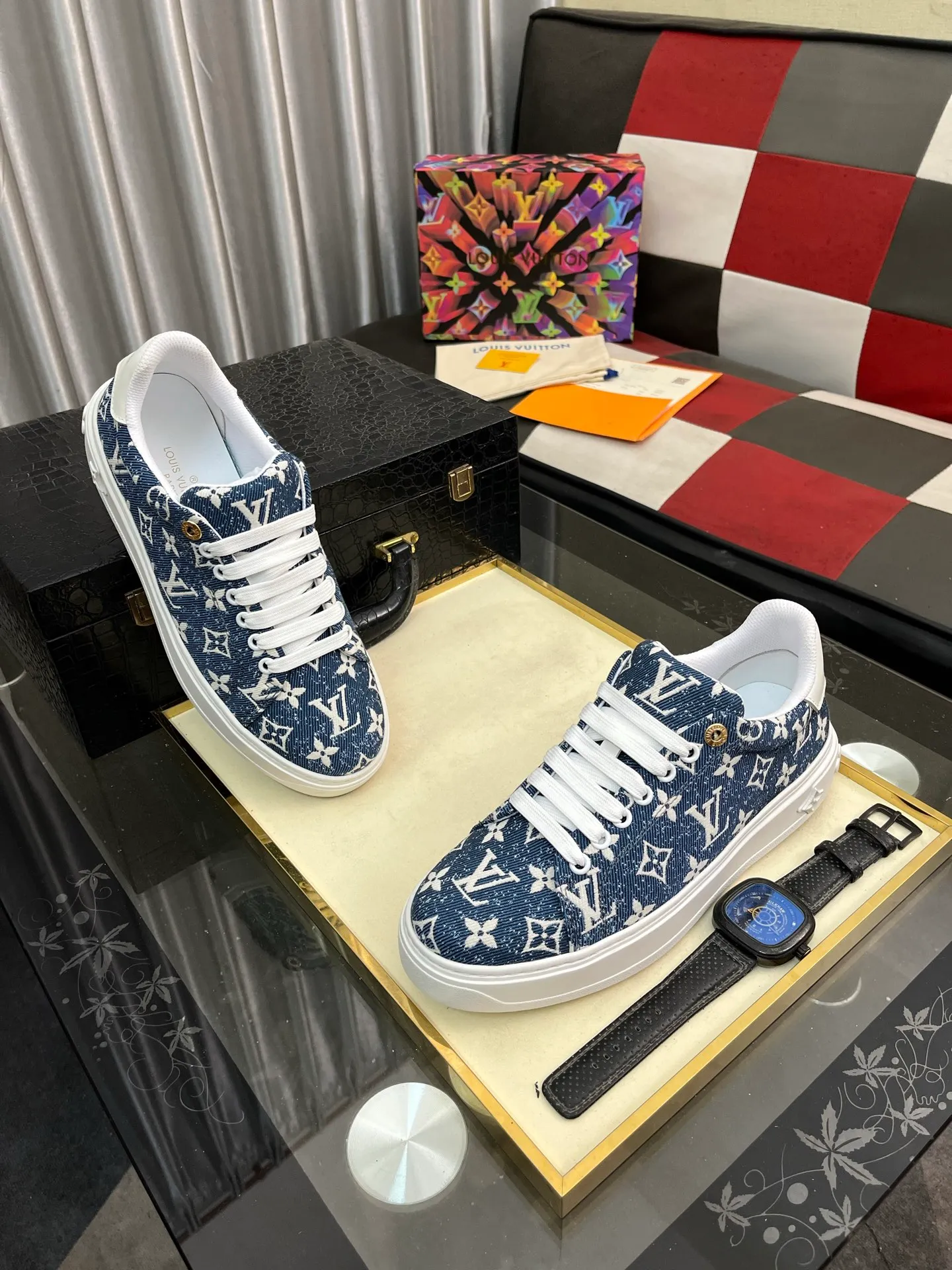 Men's shoes 💰540⌚️⌚️[Louis Vuitton LV] Dad shoes are popular casual sports shoes with outsole, breathable and comfortable, easy to walk, trendy men's versatile fly woven epoxy matching ➕leather lining➕Gucci's popular original outsole, sports and running style, super comfortable. Size 38-445️⃣Colors available